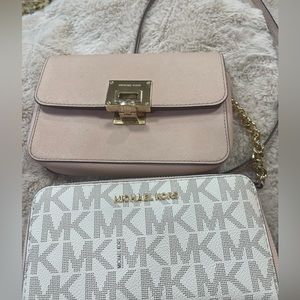 Pink Michael kors tina small purse and wallet